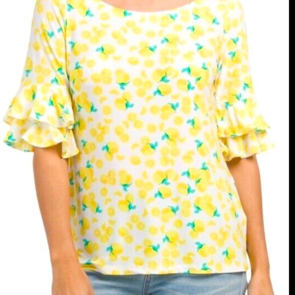 Pappagallo Yellow Green Ruffled Blouse - Picture 11 of 14